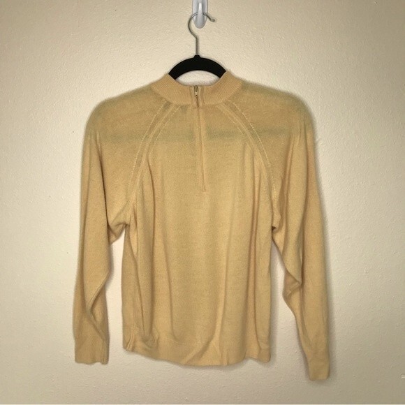 Vintage Hampshire Studio Mock Turtleneck Zip Back Sweater Yellow Gold Women PM - Picture 11 of 11